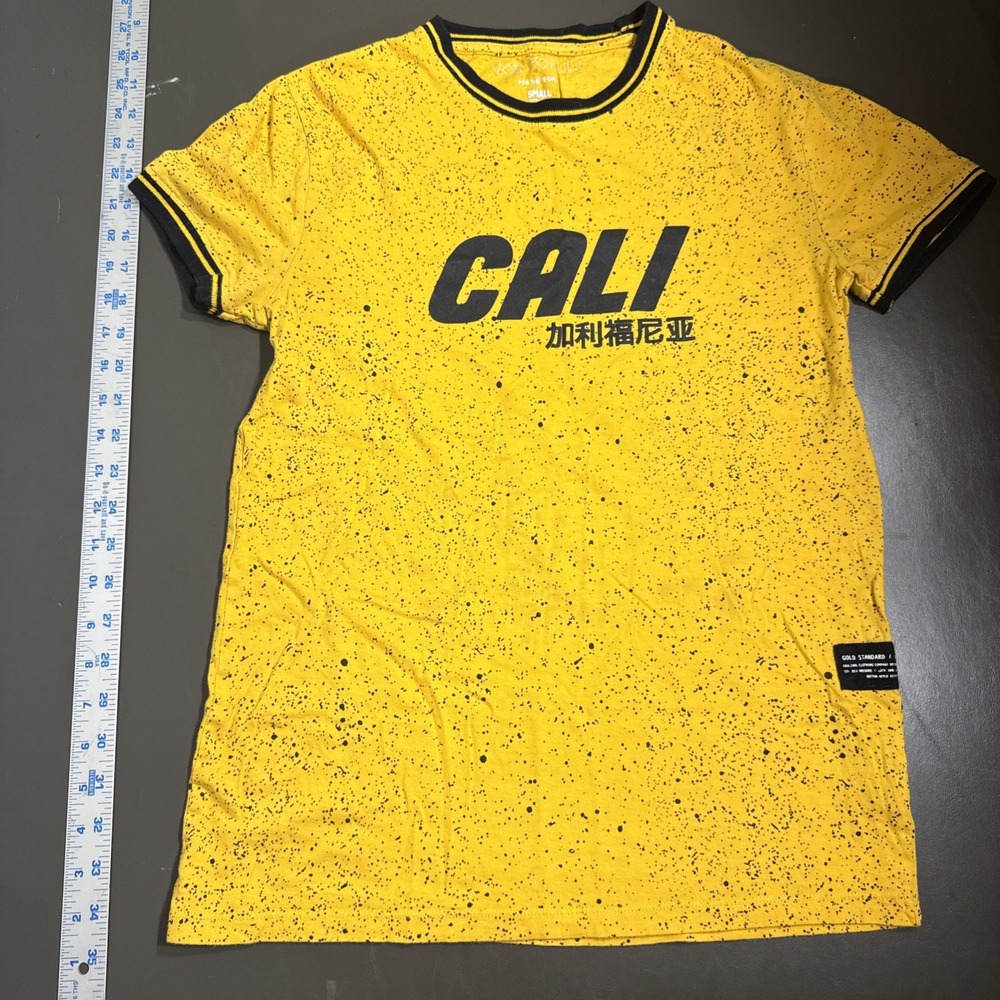 Cali For The People Shirt Yellow Black Trim Limited Edition Small 100% Cotton